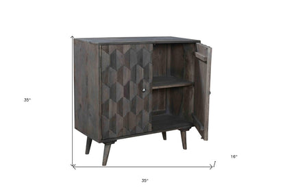 35" Dark Gray Solid Wood Sideboard with Two Doors