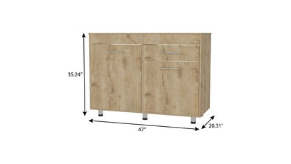 47" Natural Console Accent Cabinet With Three Shelves And One Drawer