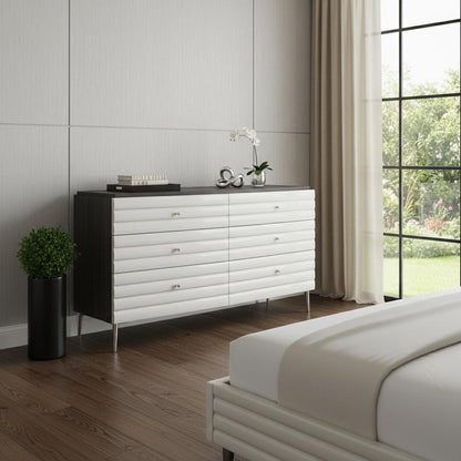 62" Grey Manufactured Wood Six Drawer Double Dresser