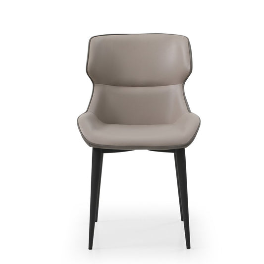 Gray and Black Upholstered Faux Leather Dining Side Chair