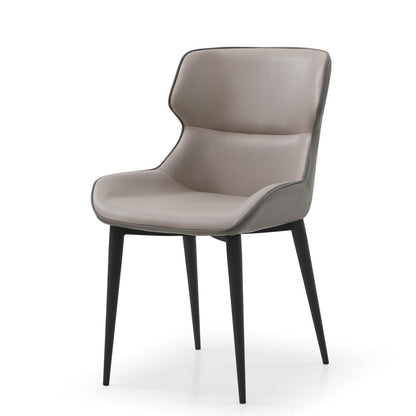 Gray and Black Upholstered Faux Leather Dining Side Chair
