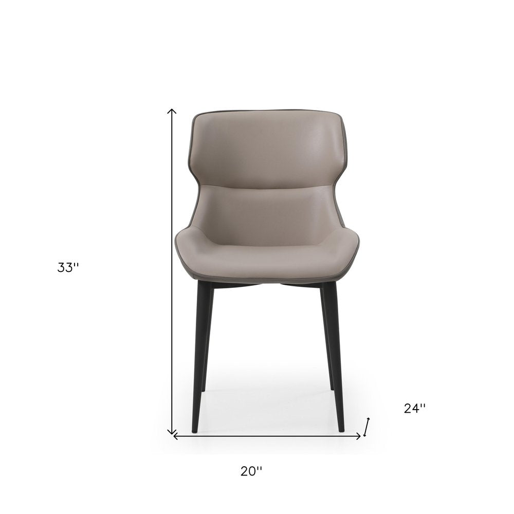 Gray and Black Upholstered Faux Leather Dining Side Chair