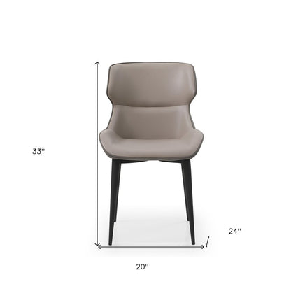 Gray and Black Upholstered Faux Leather Dining Side Chair