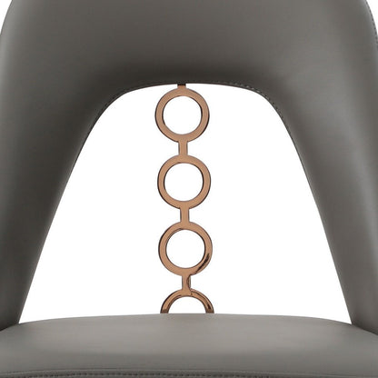 Set of Two Gray Upholstered Faux Leather Dining Side Chairs