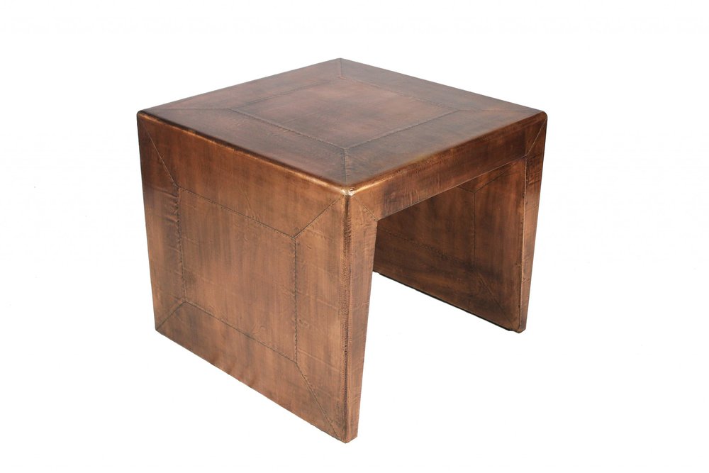 24" Copper Wood and Metal Square End Table