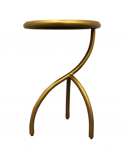 20" Antique Brass Iron Round End Table