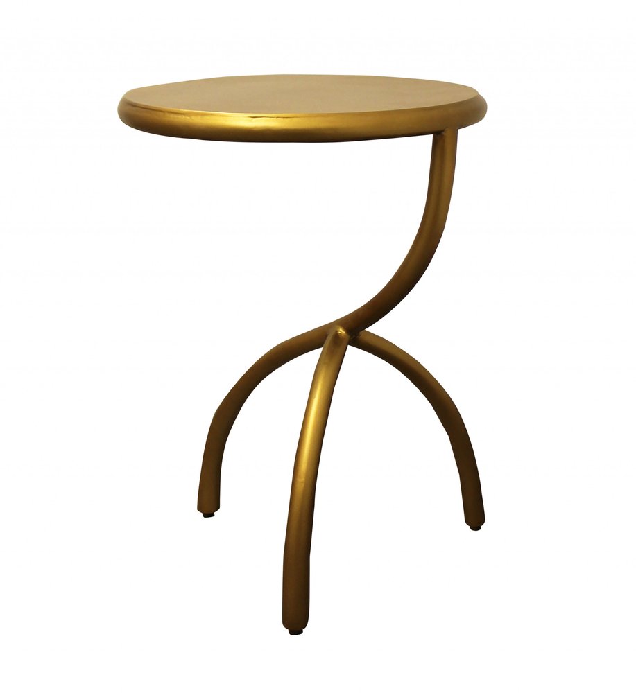 20" Antique Brass Iron Round End Table