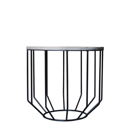 20" Black And Brown Solid Wood And Iron Round End Table