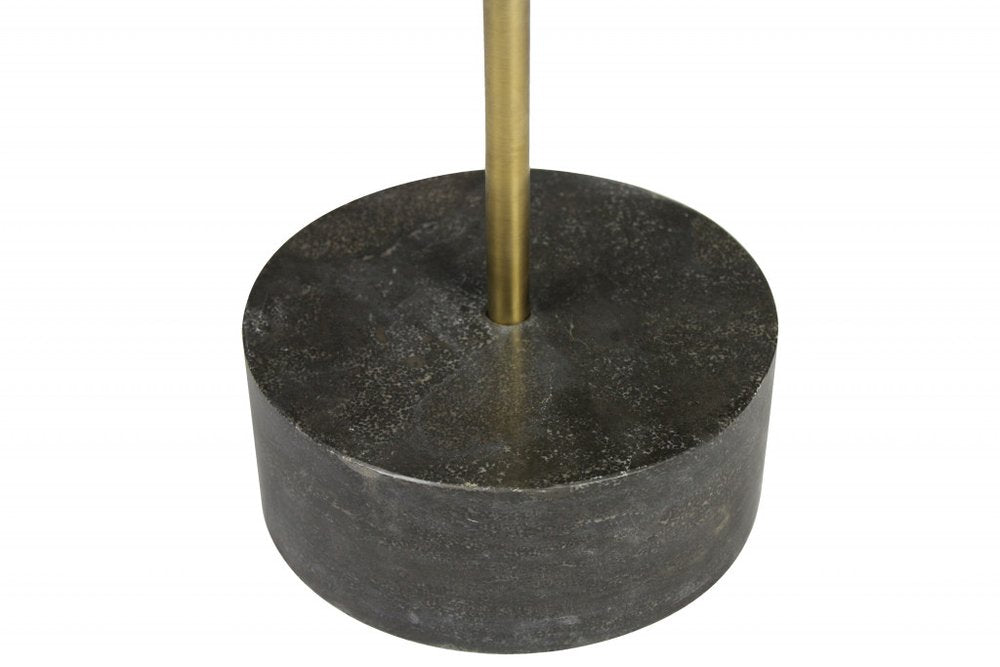 26" Black And Brown Solid Wood And Marble Round End Table