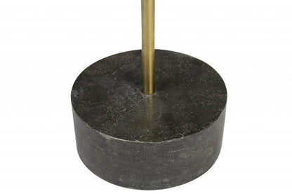 26" Black And Brown Solid Wood And Marble Round End Table