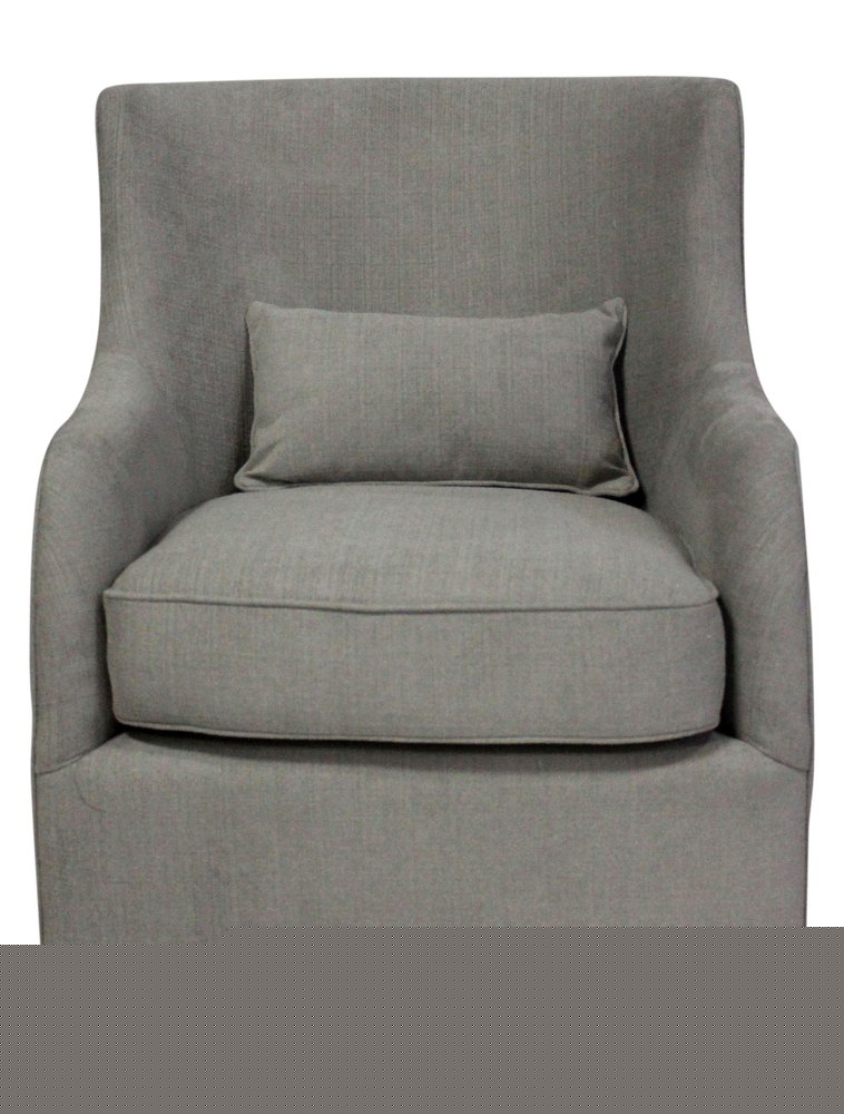 30" Gray Polyester Blend Solid Color Swivel Arm Chair
