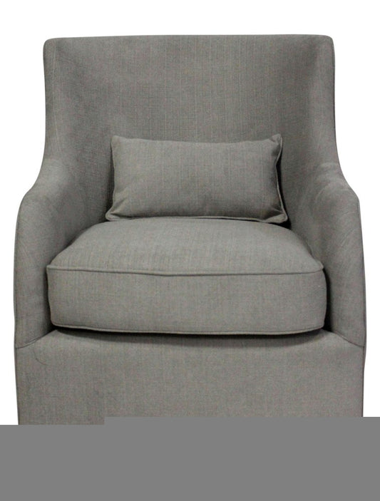 30" Gray Polyester Blend Solid Color Swivel Arm Chair