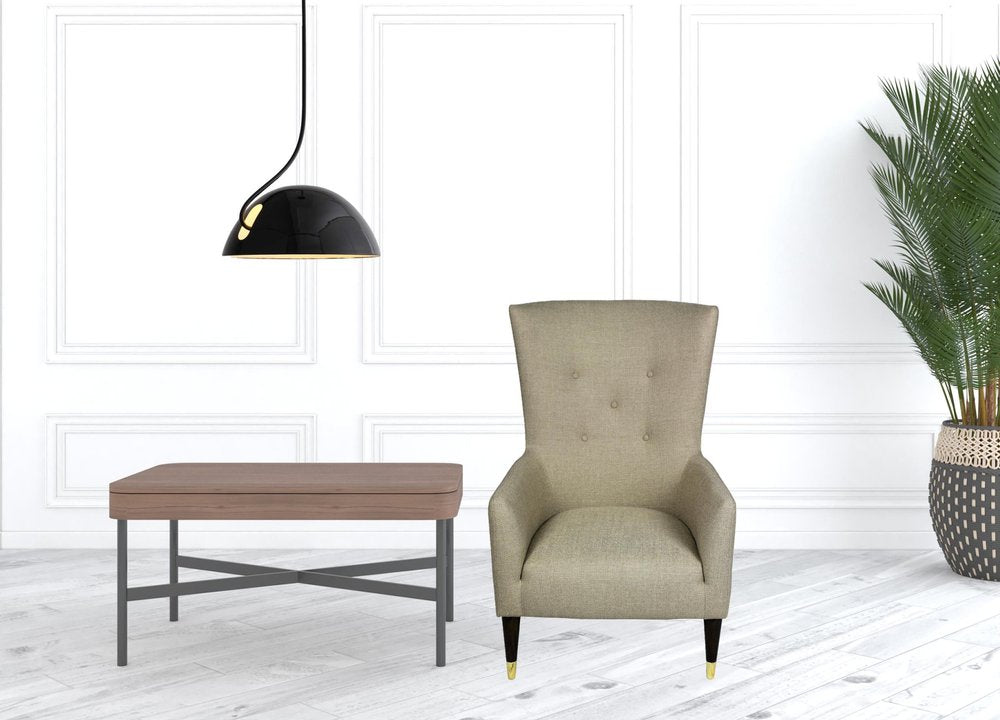 28" Sand 100% Polyester And Natural Solid Color Lounge Chair