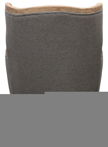 26" Gray Linen And Natural Solid Color Arm Chair