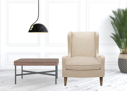 29" Natural Linen Solid Color Lounge Chair