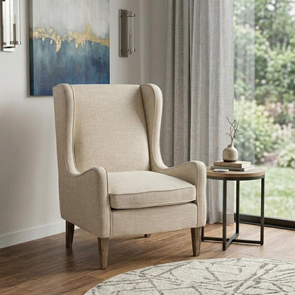 29" Natural Linen Solid Color Lounge Chair