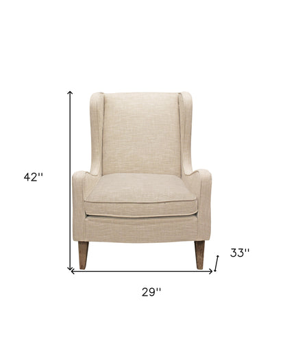29" Natural Linen Solid Color Lounge Chair