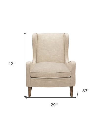 29" Natural Linen Solid Color Lounge Chair