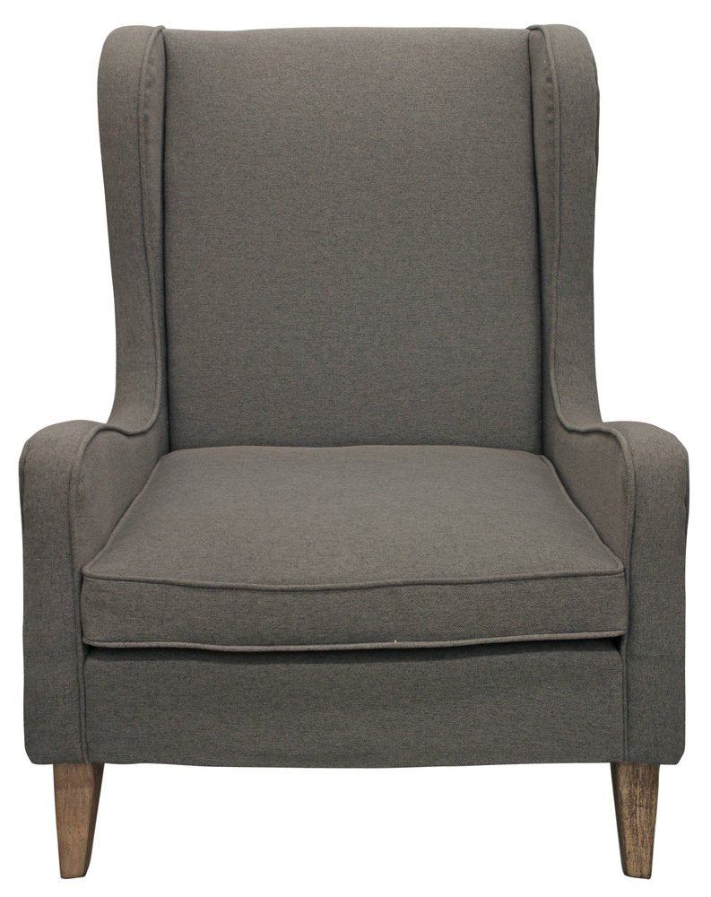 29" Gray Linen And Natural Solid Color Lounge Chair