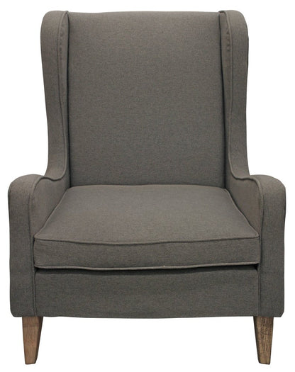 29" Gray Linen And Natural Solid Color Lounge Chair