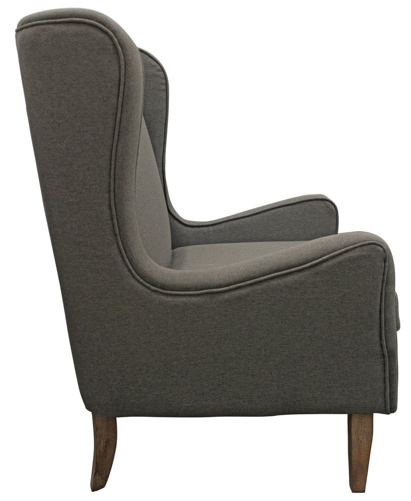 29" Gray Linen And Natural Solid Color Lounge Chair