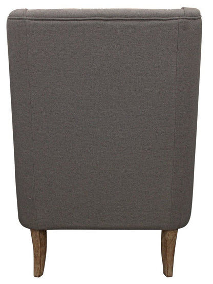 29" Gray Linen And Natural Solid Color Lounge Chair