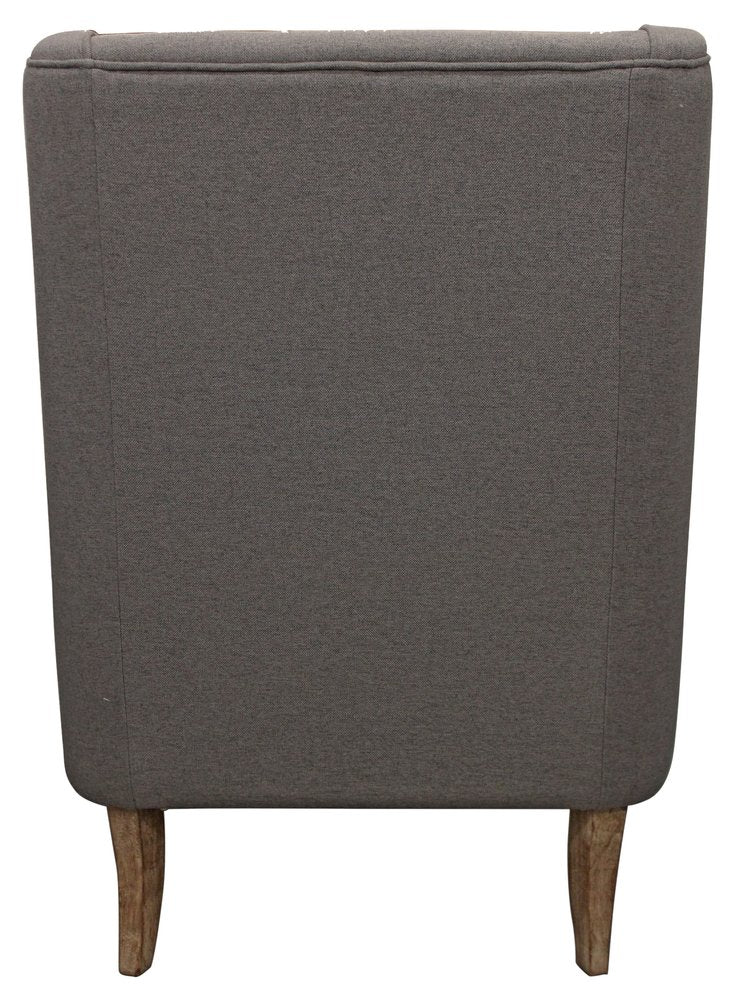 29" Gray Linen And Natural Solid Color Lounge Chair