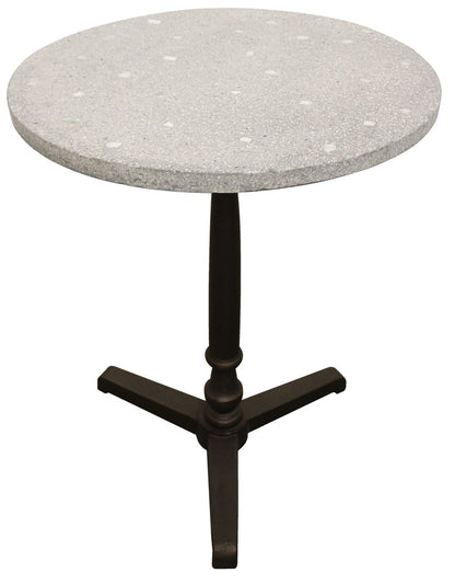 24" Gray And Black Stone And Iron Round Dining Table