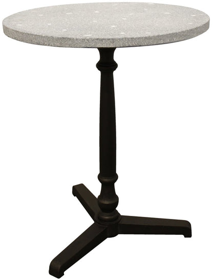 24" Gray And Black Stone And Iron Round Dining Table