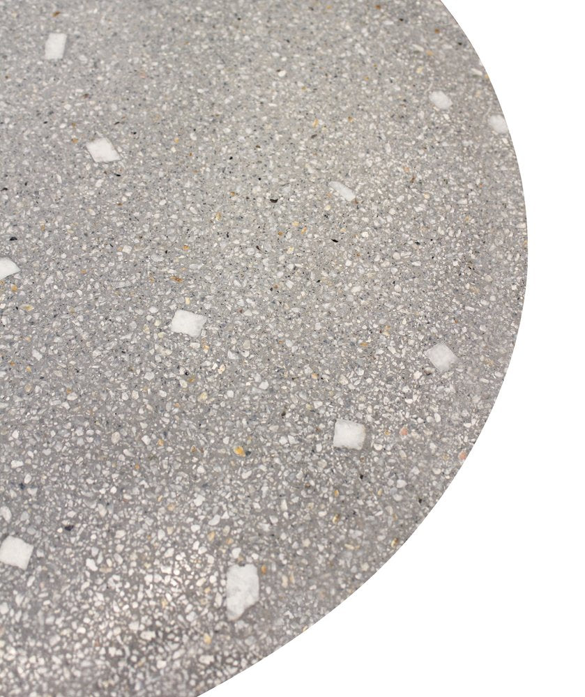 24" Gray And Black Stone And Iron Round Dining Table