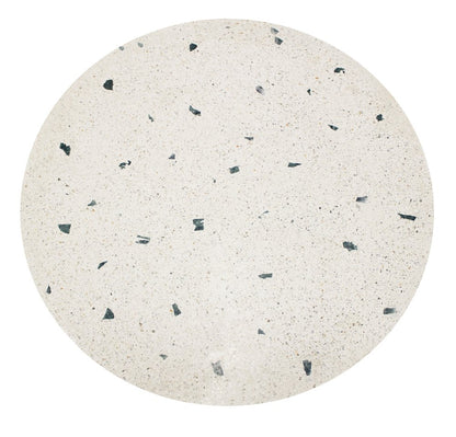 24" Ivory and Brown Stone and Iron Pedestal Base Round Top Dining Table