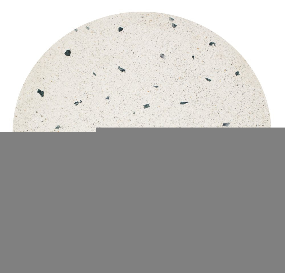 24" Ivory and Brown Stone and Iron Pedestal Base Round Top Dining Table