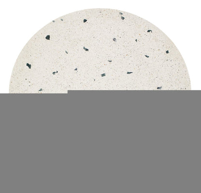 24" Ivory and Brown Stone and Iron Pedestal Base Round Top Dining Table