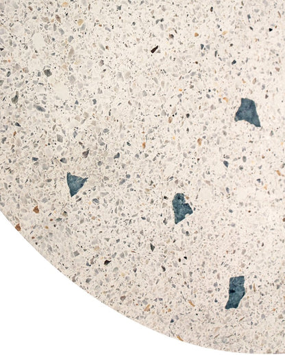 24" Ivory and Brown Stone and Iron Pedestal Base Round Top Dining Table