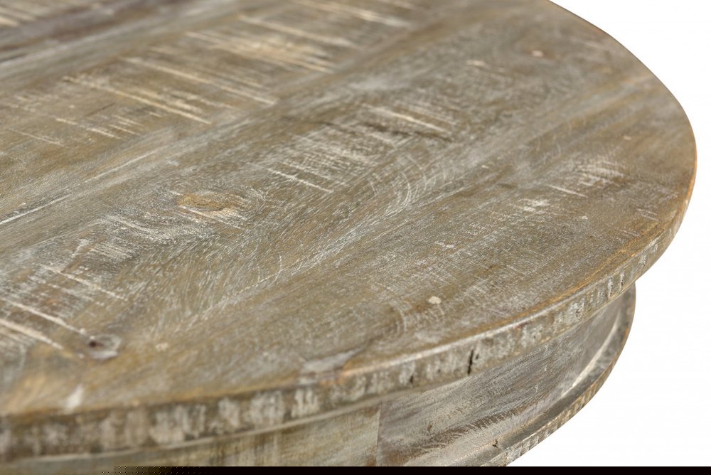 30" Gray Rounded Solid Wood Pedestal Base Dining Table