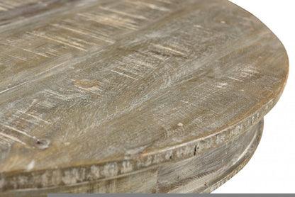 30" Gray Rounded Solid Wood Pedestal Base Dining Table