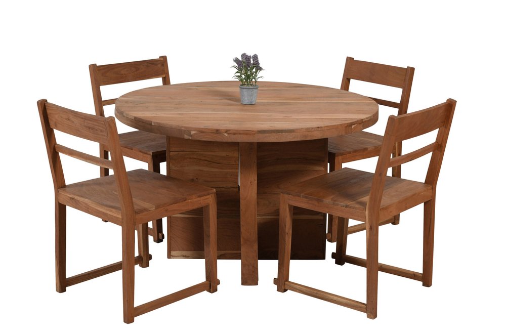 48" Natural Rounded Solid Wood Dining Table