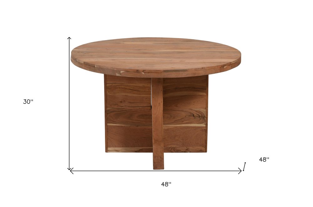 48" Natural Rounded Solid Wood Dining Table