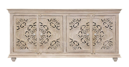 71" Beige Solid Wood Sideboard with Four Doors