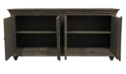 71" Distressed Gray Solid Wood Sideboard with Four Doors