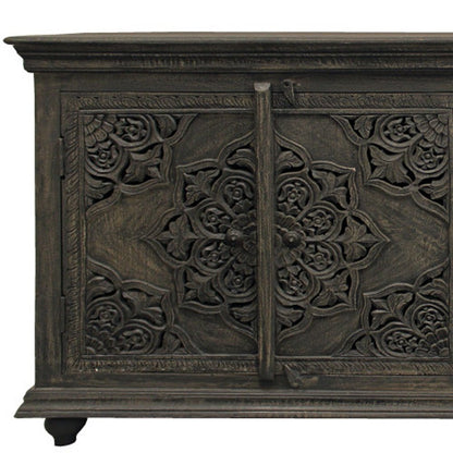 71" Distressed Gray Solid Wood Sideboard with Four Doors