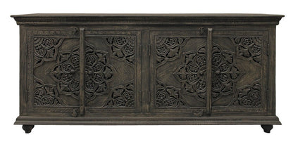 71" Distressed Gray Solid Wood Sideboard with Four Doors