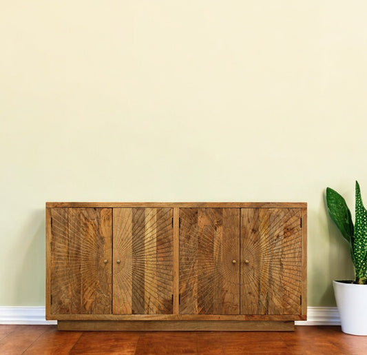 72" Brown Solid Wood Sideboard with Four Doors