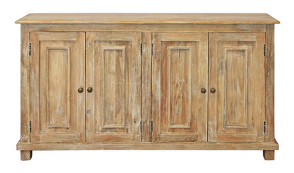 60" Natural Distressed Solid Wood Sideboard with Four Doors