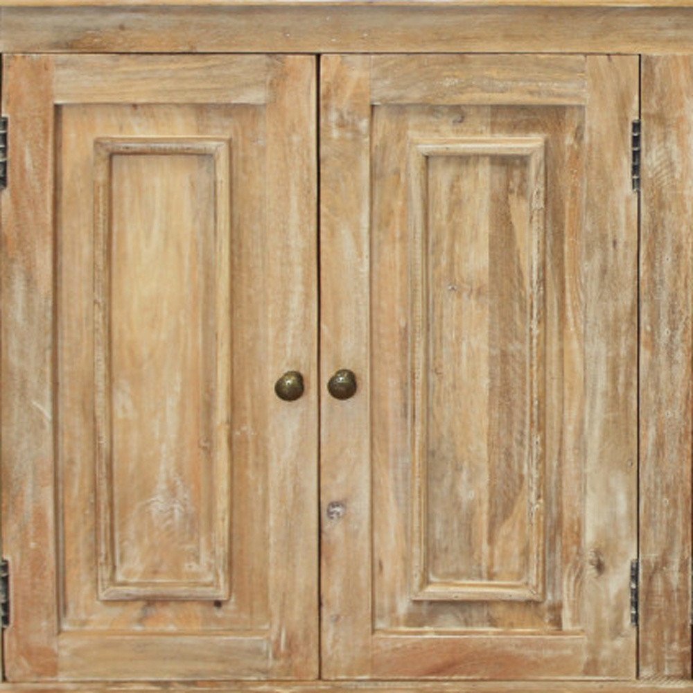 60" Natural Distressed Solid Wood Sideboard with Four Doors