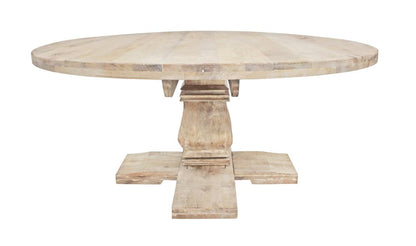 70" Brown Rounded Solid Wood Pedestal Base Dining Table