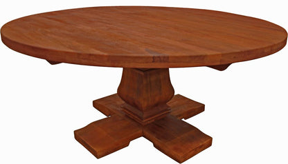 70" Brown Rounded Solid Wood Dining Table
