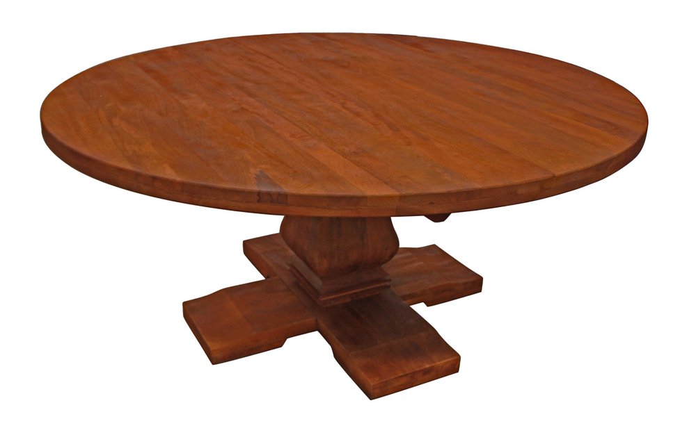 70" Brown Rounded Solid Wood Dining Table