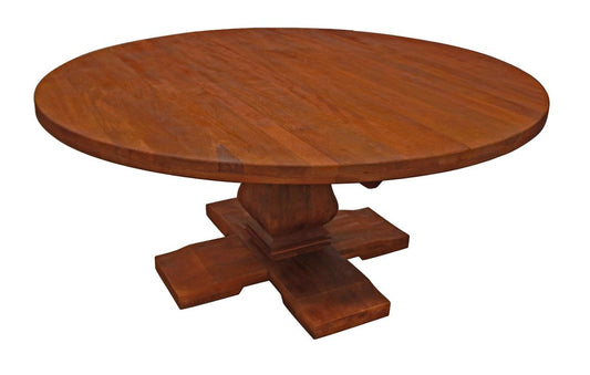 70" Brown Rounded Solid Wood Dining Table