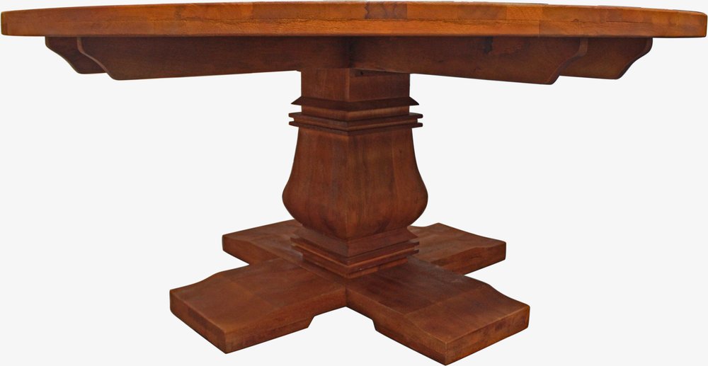 70" Brown Rounded Solid Wood Dining Table